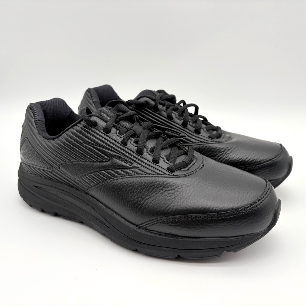 Brooks Addiction Walker 2 Walking Shoes Mens Size 8.5D Black Leather Lace Up